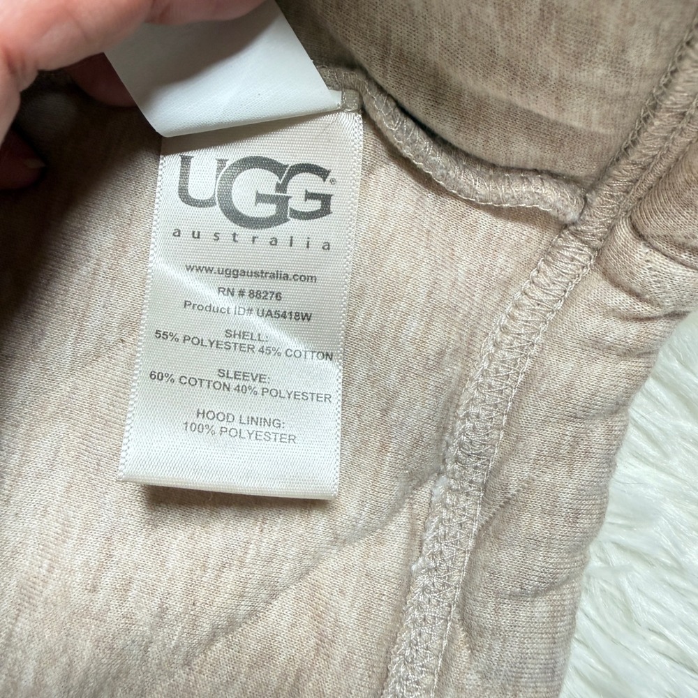 UGG Women's Quilted Asymmetrical Kay Zip Hoodie Jacket Sherpa Tan Size Large - Picture 8 of 12